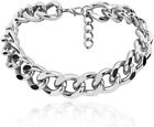 Shine Bright with Punk Sliver Chain Links Choker Necklace - 15inch Thick Chain J