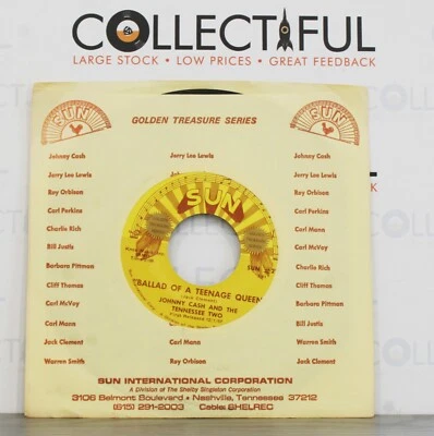 JOHNNY CASH - BALLAD OF A TEENAGE QUEEN - SUN #22 - TREASURE *EX* 7" SINGLE 🔥 Foto 1 de 2