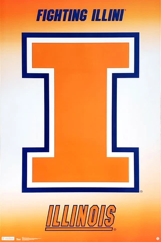 Rare University of Illinois FIGHTING ILLINI Official NCAA Team Logo 22x34 POSTER Cover