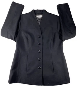 Pendleton 100% Virgin Wool Jacket Blazer Womens Size 8P Black 5 Buttons - Picture 1 of 11