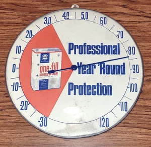 PURE ANTIFREEZE 12" ROUND PAM STYLE GLASS DOME THERMOMETER SIGN - Picture 1 of 5