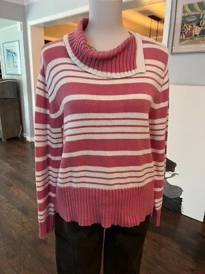 Norton Mcnaughton Sweater 100% Cotton Womens Size Large Pink White Stripe - Image 1 of 4