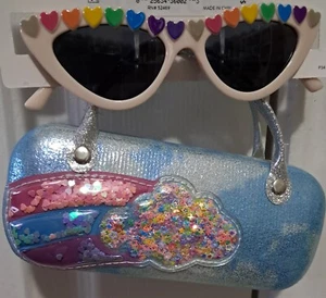 Wonder Nation Sunglass and case set Rainbow and hearts, blue - Picture 1 of 1
