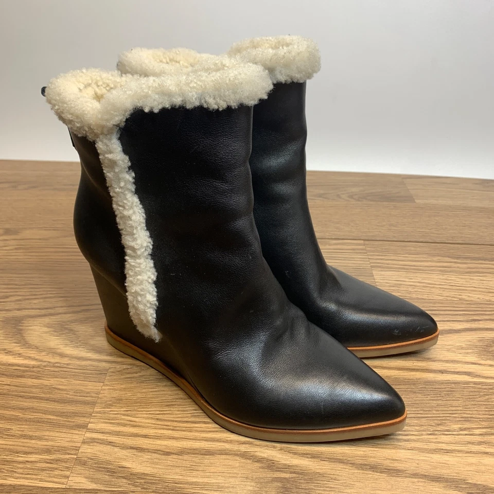 Botas Brendan Marc Fisher Mujer Cuero Negro Piel de Oveja Punta EE. UU. 9 M Foto 1 de 4