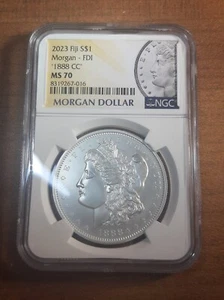 1888 CC MORGAN SILVER DOLLAR NGC MS 70 FIRST DAY Morgan label 2023 FIJI mint - Picture 1 of 5