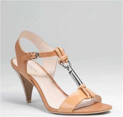 Coach Genesis Camel Brown Open Toe T-Strap Sandals 7.5 9.5 - Image 1 of 4