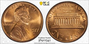 PCGS MS67 RD 1977-D Lincoln Memorial Cent Red - Picture 1 of 3