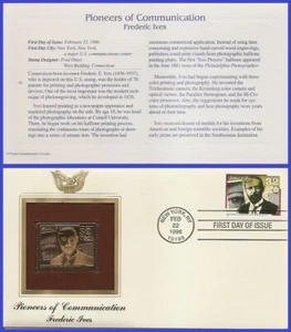 USA7 #3063 U/A GOLDEN REPLICA FDC   Frederic E. Ives Pioneer of Communication - Picture 1 of 1