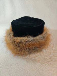 Painted Pony Uniquely USA Faux Fur-rimmed Black Winter Hat Vintage 1983 Size OS - Bild 1 von 7