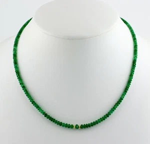 Cadena esmeralda noble naturaleza cadena de piedras preciosas verde liso rondell aprox. 45,5 cm - Imagen 1 de 4