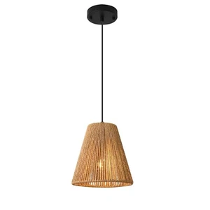 Lampadario a Sospensione Vintage in Corda di canapa e Attacco per lampade E27 - Foto 1 di 7