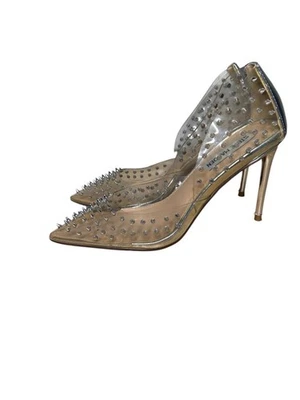 Steve Madden Vala Spiked High Heel Pumps Size 5.5 Clear Pointed Toe Glam Party - Image 1 of 4
