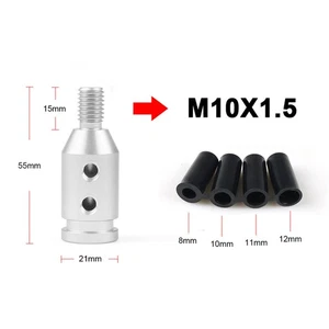 Universal Aluminum Shift Knob Adapter M10x1.5 Non Threaded Shifters Silver Color - Picture 1 of 7