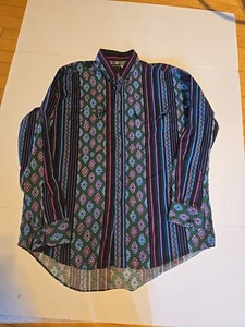 Vintage Frontier Series Mens xl Longsleeved Aztec-rodeo Shirt, Button Up USA  - Picture 1 of 7