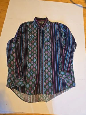 Vintage Frontier Series Mens xl Longsleeved Aztec-rodeo Shirt, Button Up USA  - Image 1 of 4