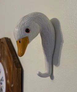 Keramik weiß Ente Schürze Handtuch Wandhaken Landhaus Chic Vintage Gans - Bild 1 von 6