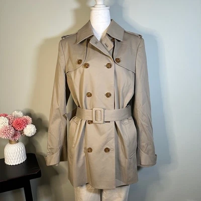 Gabardina Brooks Brothers para mujer beige talla 12 clásica doble botonadura con cinturón Foto 1 de 4