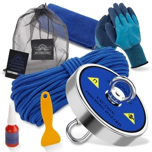 1300 LBS Pulling Force Single Sided Magnet Fishing Magnet Kit Magnetic Fishin... - Picture 1 of 7