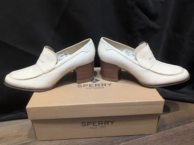 Sperry Women's Seaport Penny Heel Loafer, Ivory Embossed Size 11 - Image 1 of 4