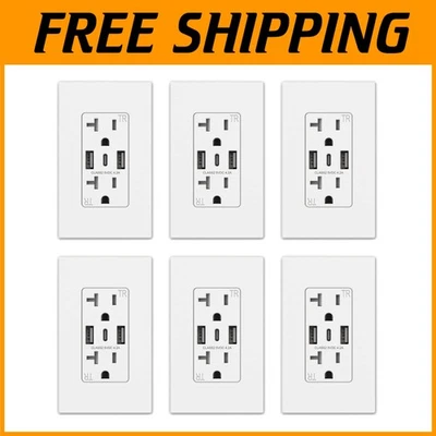Listed USB Wall Charger, 3-Port Type C/A, 20A, 6 Pack - Image 1 of 4