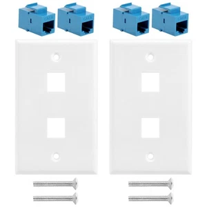 2-Packungen 2 Anschlüsse Ethernet Wand Platte, RJ45 Cat6 Buchse auf Buchse,6820 - Afbeelding 1 van 2