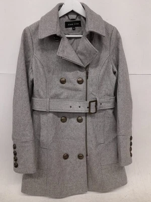 Black Rivet Women's Gray Size XS Zip Up Wool Blend Trench Coat w/ Belt - Image 1 of 4