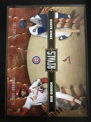 2004 Donruss Leather & Lumber Rivals /2499 Bob Gibson Ernie Banks #LLR-15 HOF - Image 1 of 2