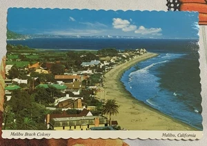 Cartolina d'epoca Malibu California non spedita famosa in tutto il mondo Malibu Beach Colony - Foto 1 di 2