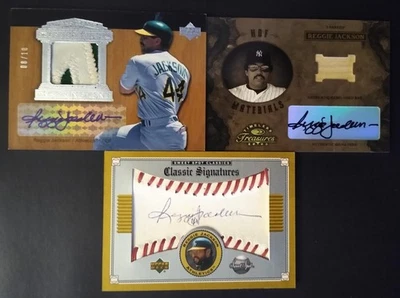 2005 UPPER DECK HALL of FAME REGGIE JACKSON JERSEY PATCH AUTOGRAPH RELIC 08/10 - Image 1 of 2