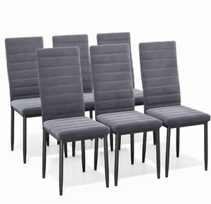 Premium Esszimmerstühle 6er-Set, Esszimmerstühle-Set Dunkelgrauer Samt - Bild 1 von 6