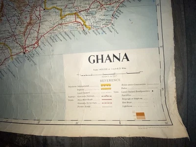 Mapa del aula escolar Gold Coast Survey Ghana Diaspora Accra - ¡RARO DE COLECCIÓN ÁFRICA! Foto 1 de 4