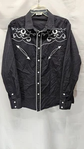 Mens Coofandy Size Large Black Embroidered Western Shirt - Picture 1 of 4