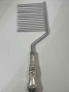 Vintage Cake Breaker Silver Handle Floral w/Stainless Prongs - 11” England - Picture 1 of 3