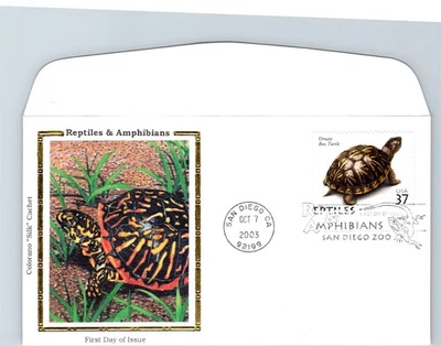 S06-5926, REPTILES Y ANFIBIOS: CAJA ORNAMENTADA TORTUGA, SEDA COLORANO FDC Foto 1 de 2