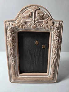 Clay Picture Frame Birds Floral Pink Photo Frame Vtg Terracotta 8x5.75" - Picture 1 of 10