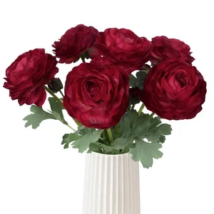 Dunkelrote Ranunkeln Kunstblumen 6 Stück Real Touch Ranunkeln Blüten Fak... - Bild 1 von 9
