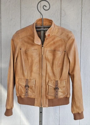 Lucky Brand Lambskin Bomber Jacket Women’s Sz L Soft Leather Excellent - Image 1 of 4