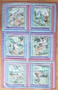 Beatrix Potter Peter Rabbit Vtg QUILT 45"X54" NEVER USED handquilted 1980 PANEL - Picture 1 of 13