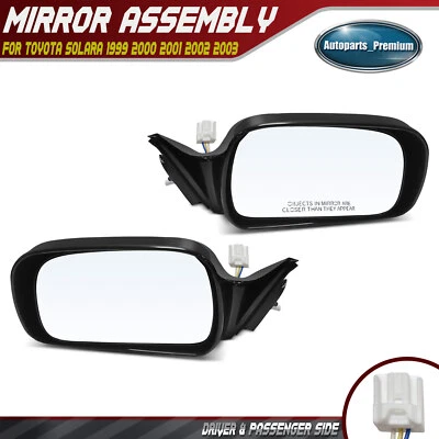 2x Espejo retrovisor eléctrico negro liso 3 pines para Toyota Solara 1999 2000 2001 2002 2003 Foto 1 de 4