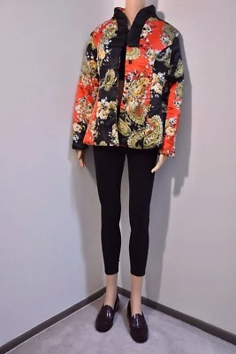 Abrigo Floral Vintage Asiático Paisley Chino Delicado Colorido Seda Chaqueta Talla XL Foto 1 de 4