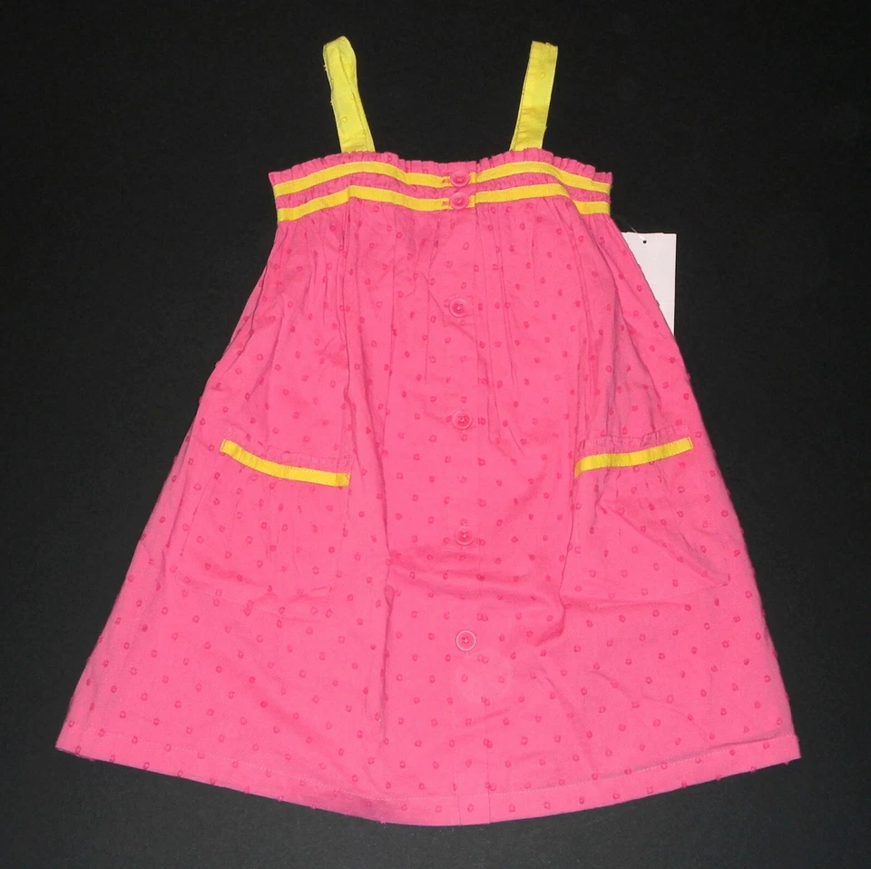 Mini piso rosa amarillo suizo punto botón maxi sin mangas tanque vestido bolsillos 2 3 4 Foto 1 de 1