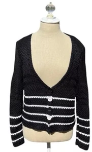 Metric Women’s Cardigan Sweater B/W Buttons Large And X- Large New With Tags - Picture 1 of 10