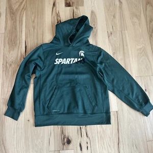 Nike Michigan State Spartans Hoodie Boys Large Green Sweatshirt Therma - Fit - Picture 1 of 5
