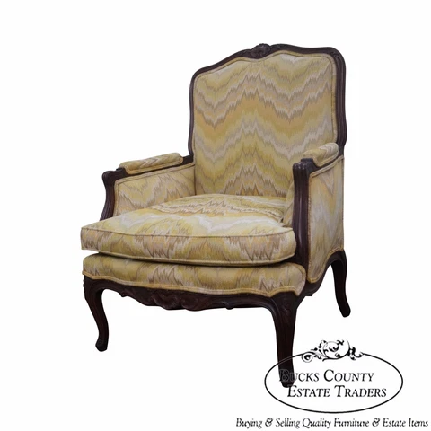 Quality French Louis XV Style walnut Frame Bergere Chair Cover