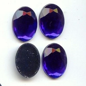 12 VINTAGE SAPPHIRE ACRYLIC 18x13mm. OVAL FACETED CABOCHONS 6862 - Picture 1 of 1