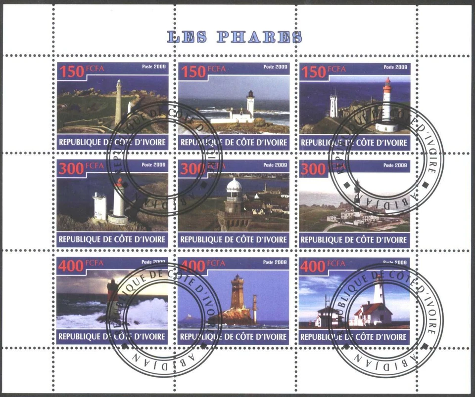 Used stamps in miniature sheet Lighthouses 2009    avdpz - Image 1 of 1