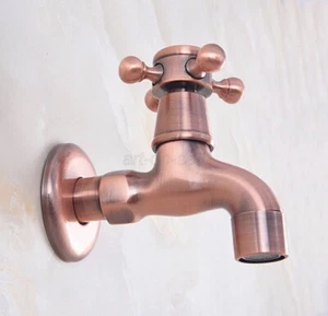 Red Copper Cross Handle Mop Pool Faucet /Laundry Sink Tap Wall Mount aav330 - Picture 1 of 8