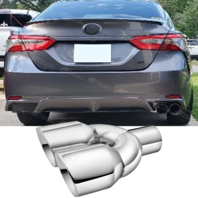 For Toyota Camry LE XLE SE 2.5" In 3.5'' Out 9.5'' Double Wall Exhaust Dual Tip - Image 1 of 4