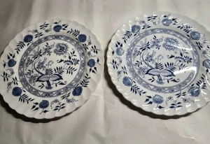 Set Of 2 OLD STAFFORDSHIRE WOOD & SONS ENGLAND IROSTONE BLUE FJORD DINNER PLATES - Picture 1 of 7