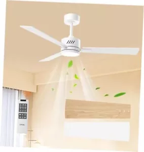 42" Ceiling Fan with Light, Remote Control, 42 inch-Downrod Mount-6in rod White - Picture 1 of 7